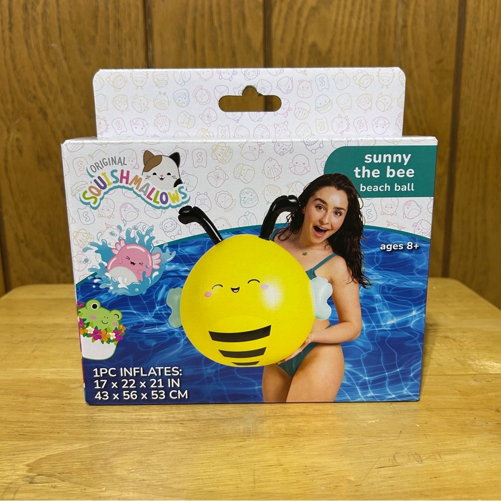 Original Squishmallows Sunny The Bee Beach Ball Water Toy Inflatable 17 X 22 NEW